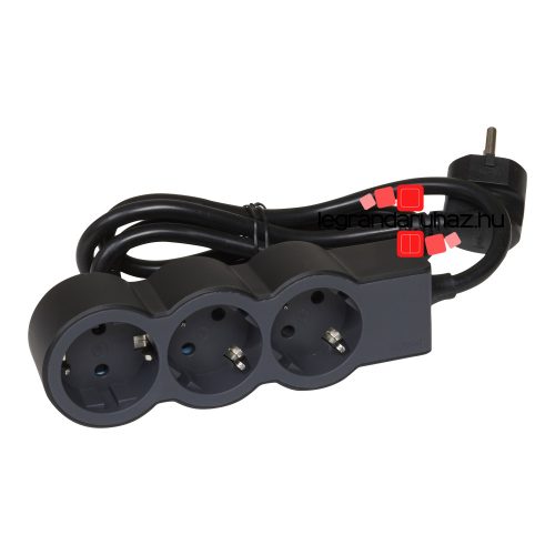 Legrand Elosztósor Standard 3x2P+F, 5 m vezetékkel, fekete, Legrand 694568