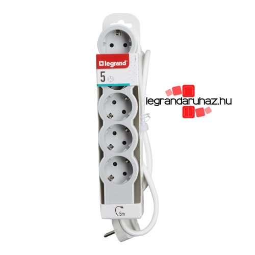 Legrand Elosztósor Standard 5x2P+F, 5 m vezetékkel, fehér-szürke, Legrand 694571