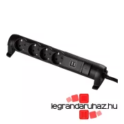   Elosztósor 2xUSB csatlakozóval 4x2P+F, fekete, Legrand 694616