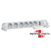   Legrand 6x2P+F elosztósor CON&SEC, 1,5m vezetékkel, fehér-szürke, Legrand 694646