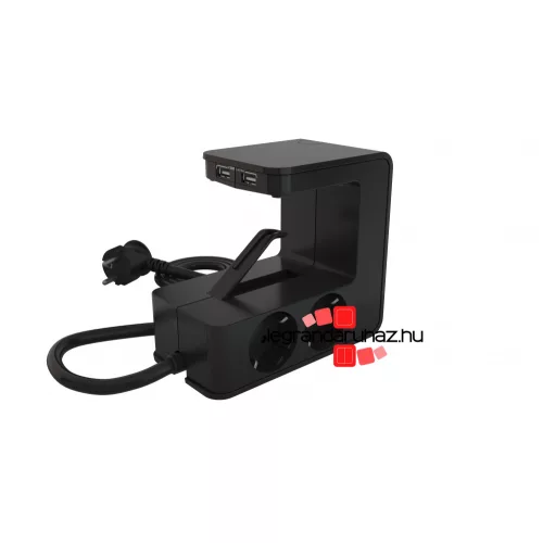 Legrand Asztalra rögzíthető elosztó 4x2P+F, 2xUSB-A, fekete, Legrand 694812