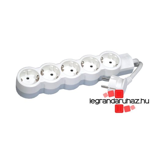 Legrand 5x2P+F elosztósor ST, 5m vezetékkel, fehér-szürke, Legrand 695013