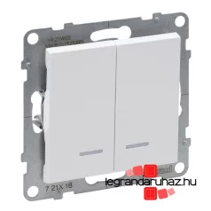   Legrand Suno kettős váltókapcsoló jelzőfénnyel 10 AX fehér, IP44, Legrand 721118IP44