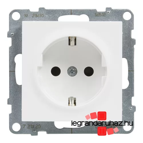 Legrand Suno 2P+F csatlakozóaljzat biztonsági zsaluval, rugós vezetékbekötéssel fehér, Legrand 721120