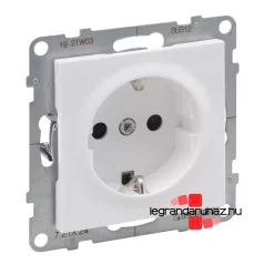   Legrand Suno 2P+F csatlakozóaljzat biztonsági zsaluval, csavaros vezetékbekötéssel fehér, Legrand 721124