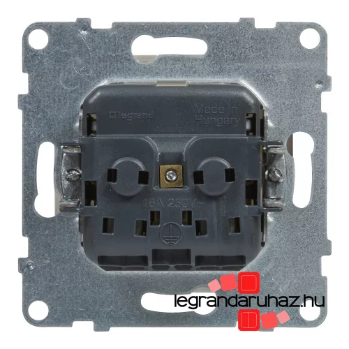 Legrand Suno 2P+F csatlakozóaljzat biztonsági zsaluval, csavaros vezetékbekötéssel fehér, Legrand 721124