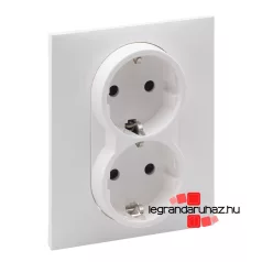   Legrand Suno 2x2P+F csatlakozóaljzat biztonsági zsaluval, egybeépített burkolattal, rugós fehér, Legrand 721126