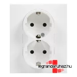 Legrand Suno 2x2P+F csatlakozóaljzat biztonsági zsaluval, egybeépített burkolattal, rugós fehér, Legrand 721126