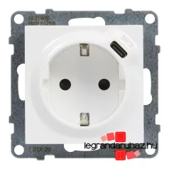   Legrand Suno 2P+F csatlakozóaljzat+ USB C-túpusú töltőaljzat, fehér, Legrand 721129