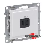 Legrand Suno töltőaljzat kettős USB C-típusú csatlakozóval, fehér, Legrand 721131