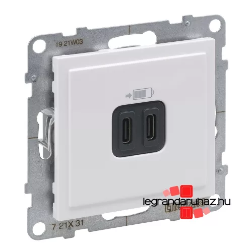 Legrand Suno töltőaljzat kettős USB C-típusú csatlakozóval, fehér, Legrand 721131