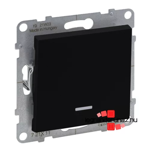 Legrand Suno egypólusú kapcsoló ellenőrzőfénnyel 16 AX fekete, IP44, Legrand 721404IP44