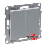 Legrand Suno kettős váltóérintkezős nyomó alumínium, Legrand 721317