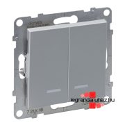   Legrand Suno kettős váltókapcsoló jelzőfénnyel 10 AX alumínium, Legrand 721318