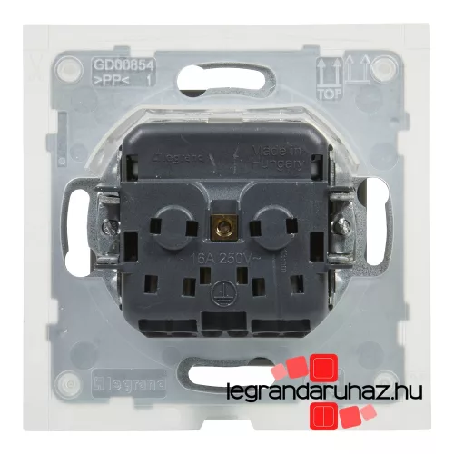 Legrand Suno 2P+F csatlakozóaljzat biztonsági zsaluval, csapófedéllel, IP44 alumínium, Legrand 721323