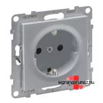 Legrand Suno 2P+F csatlakozóaljzat biztonsági zsalu nélkül, csavaros vezetékbekötéssel alumínium, Legrand 721325