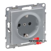   Legrand Suno 2P+F csatlakozóaljzat biztonsági zsalu nélkül, csavaros vezetékbekötéssel alumínium, Legrand 721325