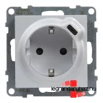 Legrand Suno 2P+F csatlakozóaljzat+ USB C-túpusú töltőaljzat, alumínium, Legrand 721329