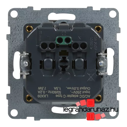 Legrand Suno 2P+F csatlakozóaljzat+ USB C-túpusú töltőaljzat, alumínium, Legrand 721329