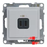 Legrand Suno töltőaljzat kettős USB C-típusú csatlakozóval, alumínium, Legrand 721331