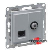   Legrand Suno TV "F" típusú csatlakozóaljzat + RJ45 Cat. 6 UTP aljzat, alumínium, Legrand 721362 
