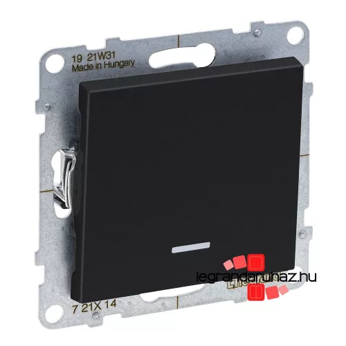 Legrand Suno egypólusú kapcsoló ellenőrzőfénnyel 16 AX fekete, IP44, Legrand 721414IP44