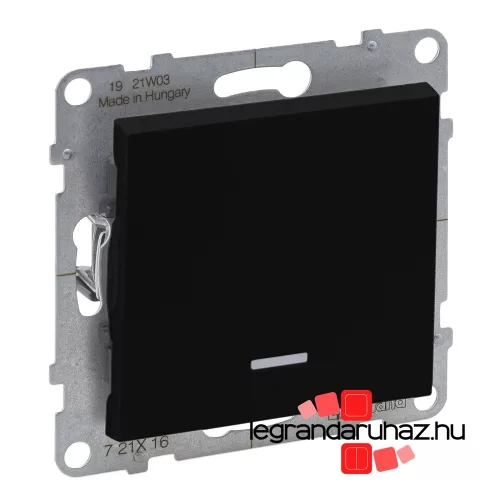 Legrand Suno váltókapcsoló jelzőfénnyel 10 AX fekete, IP44, Legrand 721416IP44