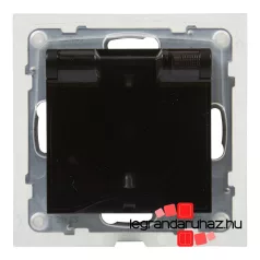   Legrand Suno 2P+F csatlakozóaljzat biztonsági zsaluval, csapófedéllel, IP44 fekete, Legrand 721423