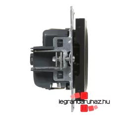   Legrand Suno 2P+F csatlakozóaljzat biztonsági zsaluval, csavaros vezetékbekötéssel fekete, Legrand 721424