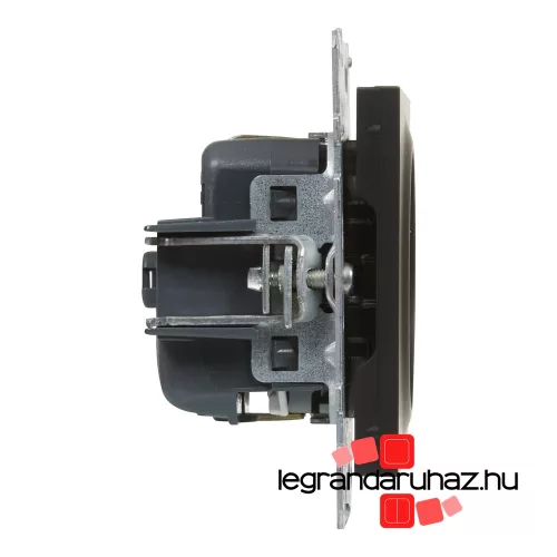 Legrand Suno 2P+F csatlakozóaljzat biztonsági zsalu nélkül, csavaros vezetékbekötéssel fekete, Legrand 721425