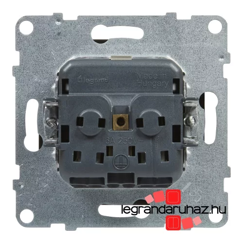 Legrand Suno 2P+F csatlakozóaljzat biztonsági zsalu nélkül, csavaros vezetékbekötéssel fekete, Legrand 721425