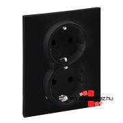   Legrand Suno 2x2P+F csatlakozóaljzat biztonsági zsaluval, egybeépített burkolattal, rugós fekete, Legrand 721426