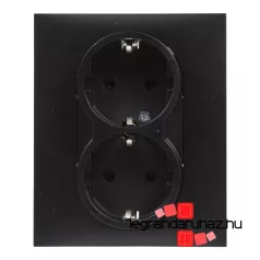   Legrand Suno 2x2P+F csatlakozóaljzat biztonsági zsaluval, egybeépített burkolattal, rugós fekete, Legrand 721426