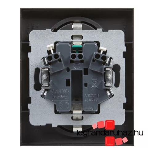 Legrand Suno 2x2P+F csatlakozóaljzat biztonsági zsaluval, egybeépített burkolattal, rugós fekete, Legrand 721426