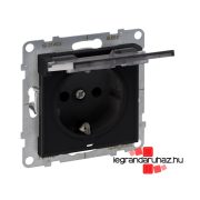   Legrand Suno 2P+F csatlakozóaljzat csapófedéllel IP21, fekete, Legrand 721427