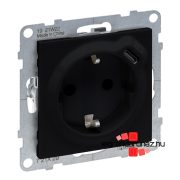   Legrand Suno 2P+F csatlakozóaljzat+ USB C-túpusú töltőaljzat, fekete, Legrand 721429