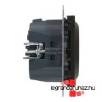Legrand Suno 2P+F csatlakozóaljzat+ USB C-túpusú töltőaljzat, fekete, Legrand 721429