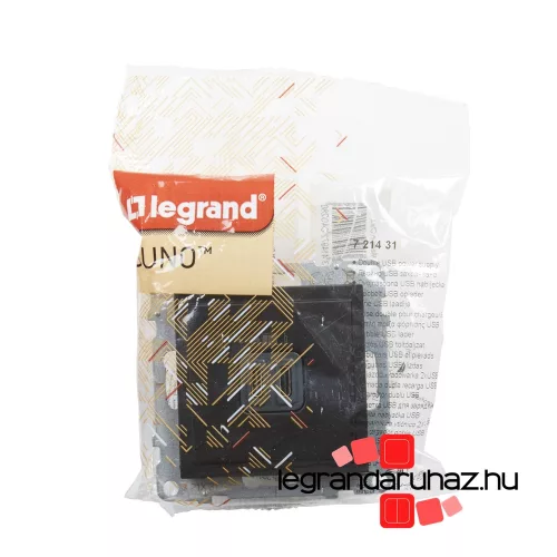 Legrand Suno kettős USB-C + USB-C csatlakozóaljzat 3A–15W, fekete, Legrand 721431