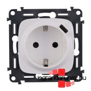   Legrand Valena Allure 2P+F csatlakozóaljzat+ USB C-túpusú 1,5A-5V-7,5W töltőaljzat, Fehér, Legrand 753005