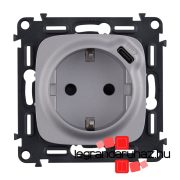   Legrand Valena Allure 2P+F csatlakozóaljzat+ USB C-túpusú 1,5A-5V-7,5W töltőaljzat, Alumínium, Legrand 753007