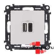   Legrand Valena Life töltőaljzat kettős USB C-típusú + USB A-típusú csatlakozóval, fehér, Legrand 753106
