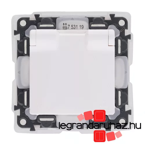Legrand Valena Life 2P+F csatlakozóaljzat biztonsági zsaluval, csapófedéllel, IP44 fehér, Legrand 753119