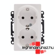   Legrand Valena Life 2x2P+F csatlakozóaljzat biztonsági zsaluval, egybeépített burkolattal, keret nélkül, rugós fehér, Legrand 753126