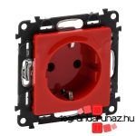Legrand Valena Life 2P+F csatlakozóaljzat biztonsági zsaluval, rugós vezetékbekötéssel, piros betéttárcsával, nem reteszelt, Legrand 753129