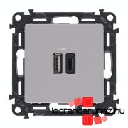   Legrand Valena Life töltőaljzat kettős USB C-típusú + USB A-típusú csatlakozóval, alumínium, Legrand 753306