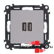   Legrand Valena Life kettős USB töltőaljzat beépített tápegységgel - 5V - 2,4A alumínium, Legrand 753312