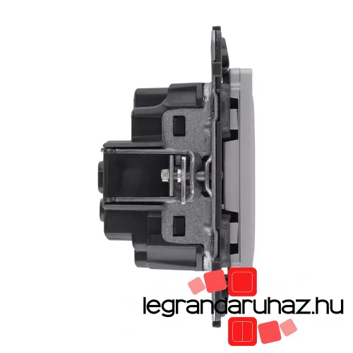 Legrand Valena Life 2P+F csatlakozóaljzat biztonsági zsaluval, rugós vezetékbekötéssel alumínium, Legrand 753320