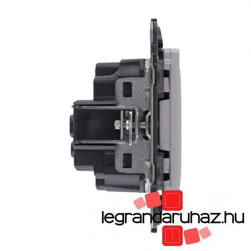 Legrand Valena Life 2P+F csatlakozóaljzat biztonsági zsalu nélkül, rugós vezetékbekötéssel alumínium, Legrand 753321