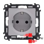 Legrand Valena Life 2P+F csatlakozóaljzat biztonsági zsalu nélkül, csavaros vezetékbekötéssel alumínium, Legrand 753325