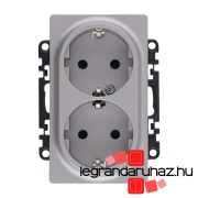   Legrand Valena Life 2x2P+F csatlakozóaljzat biztonsági zsalu nélkül, egybeépített burkolattal, keret nélkül, rugós alumínium, Legrand 753327